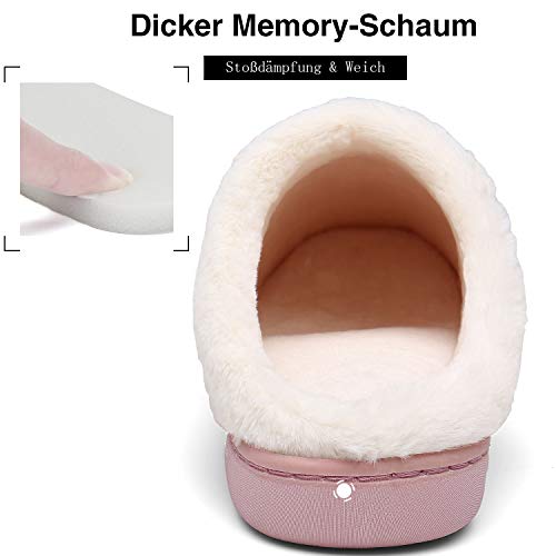 Mishansha Hombre Zapatillas Casa Invierno de Espuma Viscoelástica Antideslizantes CáLido Pantuflas Mujer de Interior y Exterior Rosado, Gr.40/41 EU
