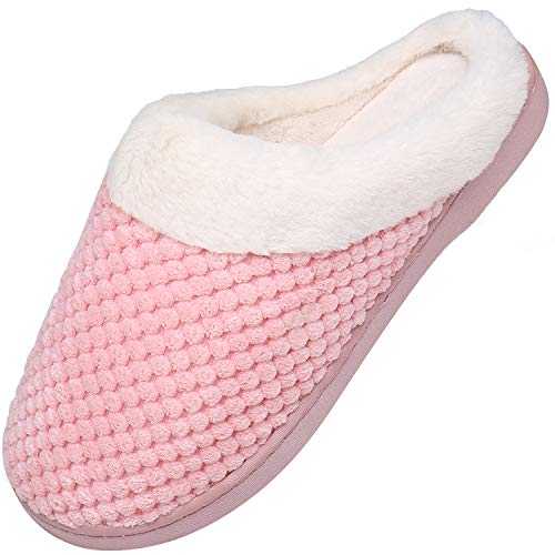 Mishansha Hombre Zapatillas Casa Invierno de Espuma Viscoelástica Antideslizantes CáLido Pantuflas Mujer de Interior y Exterior Rosado, Gr.40/41 EU