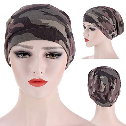 MISHITI Gorro de dormir con forro de satén impreso doble capa SlLoose Capo Beanie Hair Slap Hat