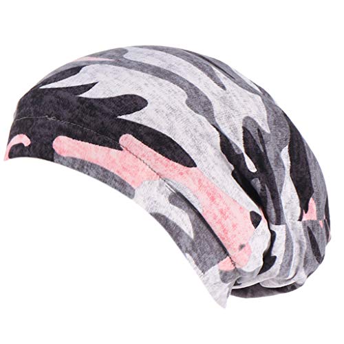 MISHITI Gorro de dormir con forro de satén impreso doble capa SlLoose Capo Beanie Hair Slap Hat