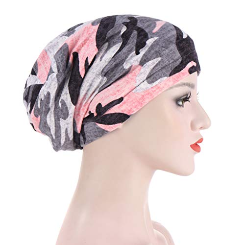 MISHITI Gorro de dormir con forro de satén impreso doble capa SlLoose Capo Beanie Hair Slap Hat
