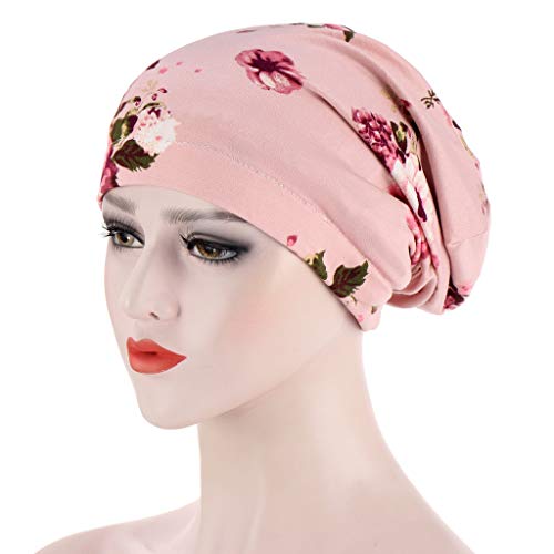 MISHITI Gorro de dormir con forro de satén impreso doble capa SlLoose Capo Beanie Hair Slap Hat