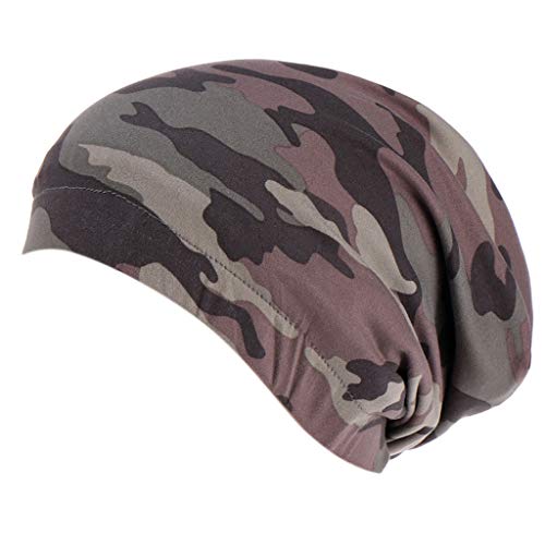 MISHITI Gorro de dormir con forro de satén impreso doble capa SlLoose Capo Beanie Hair Slap Hat
