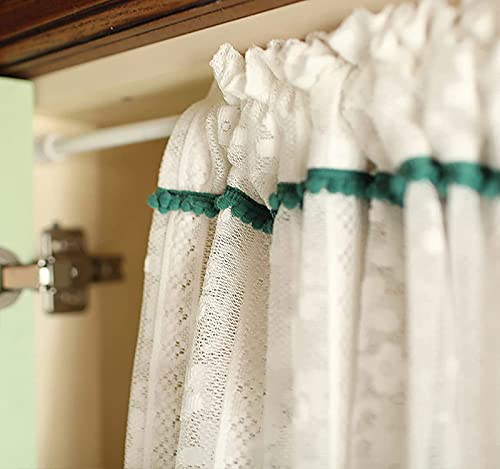MJMJ Cortina De Cordones Vintage Cafetería Cafetería, Bordado Floral Cortinas Escareadoras Sailing Draperie, Cortina De Gabinete De Bolsillo De Varilla Rústica(Size:150x130cm(59x51inch),Color:Blanco)
