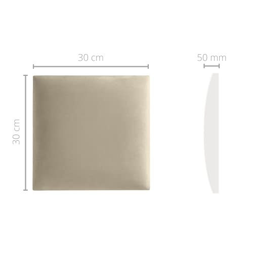 Mocadu Juego de 4 cojines de pared de terciopelo con acolchado de 50 mm, 30 x 30 cm (crema beige RV21)