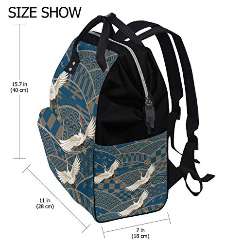 Mochila Casual para Mujer Bolso de grúa de pájaro de Estilo japonés Mochila de Trabajo de Estilo médico de Trabajo Abierto de Lona para Mujer Mochila para niñas