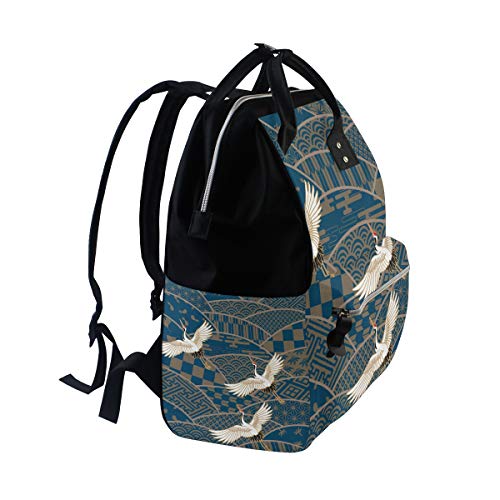 Mochila Casual para Mujer Bolso de grúa de pájaro de Estilo japonés Mochila de Trabajo de Estilo médico de Trabajo Abierto de Lona para Mujer Mochila para niñas