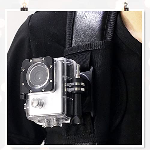 Mochila Correa de Montaje Soporte Fijacion Arnes de Hombro con Ajustable Hombrera y J-Hook - 360 Grados de rotación de sujeción la Mochila Compatible con GoPro Hero 9, 8, 7, Insta360, dji Osmo Acción