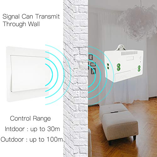 MOES Interruptor Inalámbricas Autoalimentado de Luz Conmutador RF433, Sin Cables Sin Bateria, Interruptor pared con Receptor Lámpara Casa Iluminación(kit de 2 vía)
