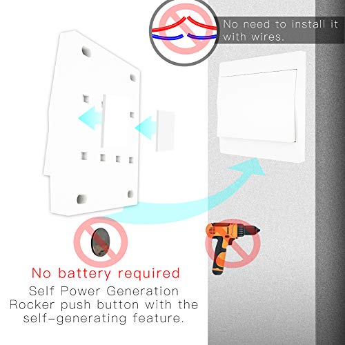 MOES Interruptor Inalámbricas Autoalimentado de Luz Conmutador RF433, Sin Cables Sin Bateria, Interruptor pared con Receptor Lámpara Casa Iluminación(kit de 2 vía)