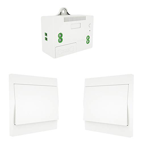MOES Interruptor Inalámbricas Autoalimentado de Luz Conmutador RF433, Sin Cables Sin Bateria, Interruptor pared con Receptor Lámpara Casa Iluminación(kit de 2 vía)
