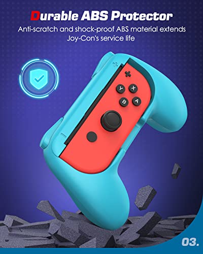 MoKo [2PZS Grips Compatible con Switch Joy-con ABS, Kit de Manija Compatible con Switch Controlador Mando Joy-con Diseño Ergonómico y Estabilidad Térmica, Rojo