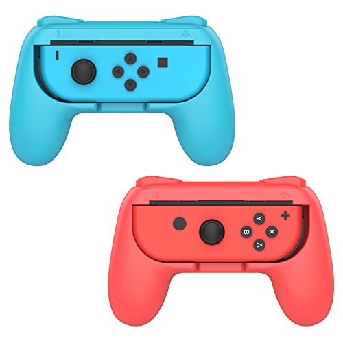 MoKo [2PZS Grips Compatible con Switch Joy-con ABS, Kit de Manija Compatible con Switch Controlador Mando Joy-con Diseño Ergonómico y Estabilidad Térmica, Rojo