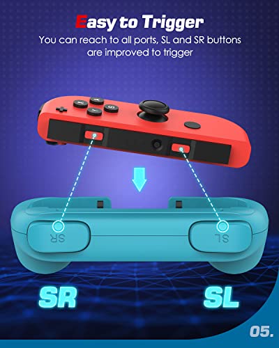 MoKo [2PZS Grips Compatible con Switch Joy-con ABS, Kit de Manija Compatible con Switch Controlador Mando Joy-con Diseño Ergonómico y Estabilidad Térmica, Rojo
