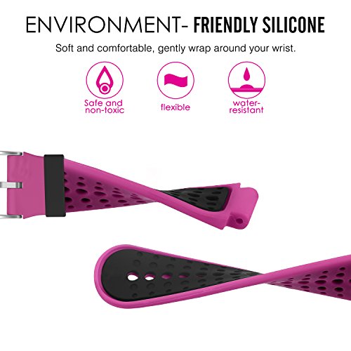 MoKo Forerunner 235/235 Lite/220/230/620/630/735XT Correa - Reemplazo Suave Silicona Watch Band Deportiva Accessorios de Reloj Pulsera Ajustable con Cierre de Clip，Rosa Roja & Negro
