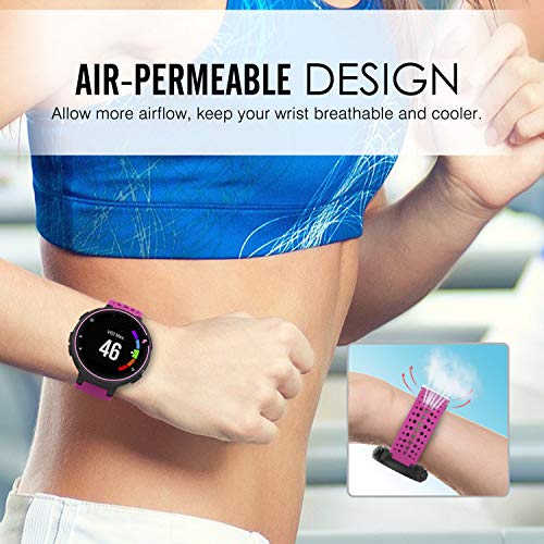 MoKo Forerunner 235/235 Lite/220/230/620/630/735XT Correa - Reemplazo Suave Silicona Watch Band Deportiva Accessorios de Reloj Pulsera Ajustable con Cierre de Clip，Rosa Roja & Negro