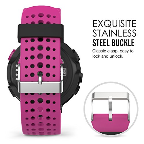 MoKo Forerunner 235/235 Lite/220/230/620/630/735XT Correa - Reemplazo Suave Silicona Watch Band Deportiva Accessorios de Reloj Pulsera Ajustable con Cierre de Clip，Rosa Roja & Negro