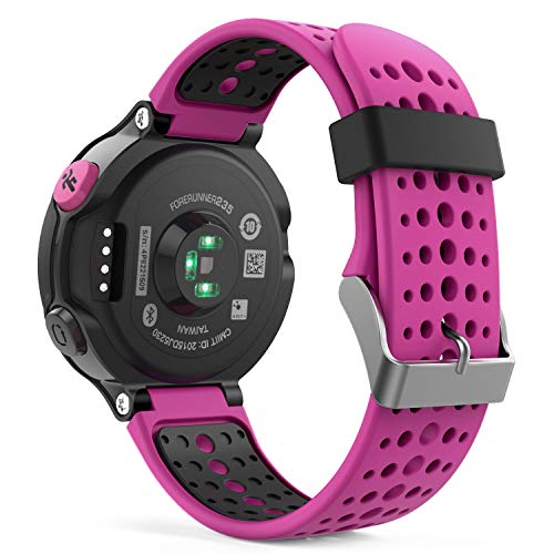 MoKo Forerunner 235/235 Lite/220/230/620/630/735XT Correa - Reemplazo Suave Silicona Watch Band Deportiva Accessorios de Reloj Pulsera Ajustable con Cierre de Clip，Rosa Roja & Negro