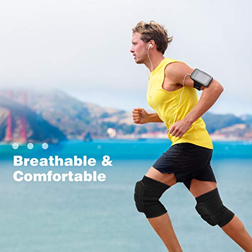 MoKo Rodilleras del Deporte Profesionales, 2 PZS Rodilleras Deportivas de Compresión Transpirables y Antideslizantes, Protección Ideal para Voleibol, Correr, Baloncesto, Bicicleta, XL, Negro