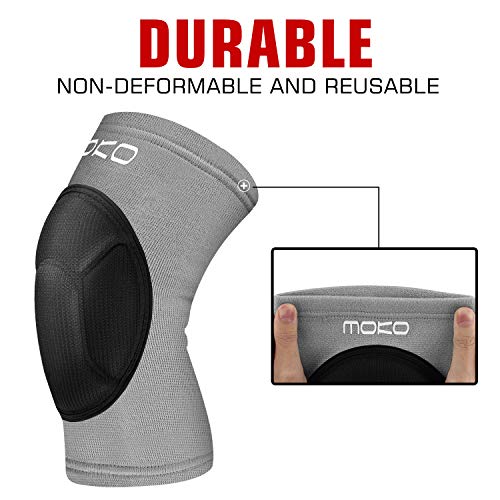 MoKo Rodilleras Protectoras, Professional Antideslizante con Esponja Gruesa Colisión Ultra Suave y Cómodo Protector de Rodilla, Escalada Deportiva al Aire Libre Protector[ 1 Par ], M, Gris