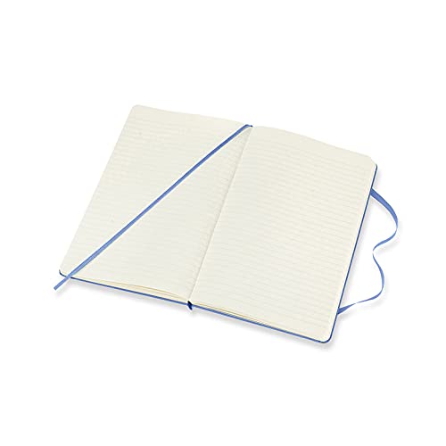 Moleskine - Cuaderno Clásico con Hojas de Rayas, Tapa Dura y Cierre con Goma Elástica, Tamaño Grande 13 x 21 cm, Color Azul Hortensia, 240 páginas