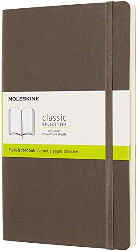 Moleskine - Cuaderno Clásico con Hojas Lisas, Tapa Blanda y Cierre Elástico, Color Marrón Tierra, Tamaño Grande 13 x 21 cm, 192 Hojas