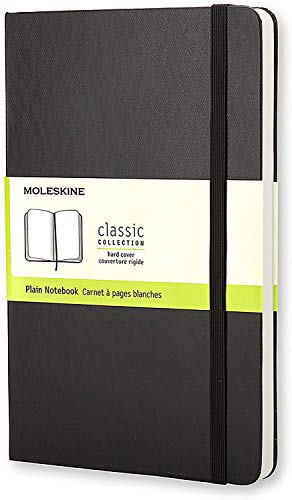 Moleskine - Cuaderno Clásico con Hojas Lisas, Tapa Dura y Cierre Elástico, Color Negro, Tamaño Grande 13 x 21 cm, 240 Hojas
