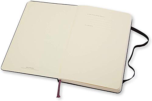 Moleskine - Cuaderno Clásico con Hojas Lisas, Tapa Dura y Cierre Elástico, Color Negro, Tamaño Grande 13 x 21 cm, 240 Hojas