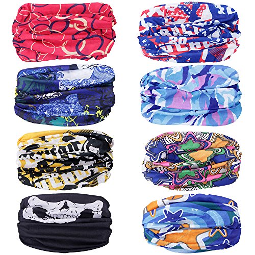 Moliker headwear Bandanas tapa de protección UV transparente Multi-función Estirable Cuello Cuello Tubo Bufanda Mascarilla Cinta bajo el casco (1003)