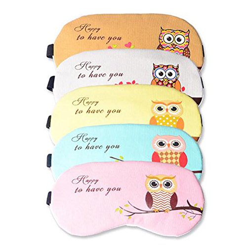 Monbedos Máscara de ojos con patrón de búho para dormir con bolsa de hielo desmontable reutilizable para viajes, para mujeres que duermen