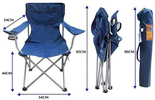Mopoq El sostenedor plegable portátil Silla Con Apoyabrazos Copa, plegable silla de camping, al aire libre Butaca Con Highback bolsa de transporte, de viajes Playa de picnic Negro 54x44x92cm (21x17x36