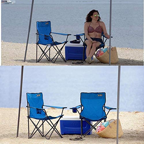 Mopoq El sostenedor plegable portátil Silla Con Apoyabrazos Copa, plegable silla de camping, al aire libre Butaca Con Highback bolsa de transporte, de viajes Playa de picnic Negro 54x44x92cm (21x17x36