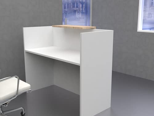 MOSTRADOR EXPRESS DE 25mm DE GROSOR DE 120X105X50CM CON COSTADO. FABRICADO EN ESPAÑA. ENVIO A PENÍNSULA (BLANCO-ROBLE) ENTREGA DE 3 A 5 DIAS HABILES.