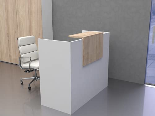 MOSTRADOR EXPRESS DE 25mm DE GROSOR DE 120X105X50CM CON COSTADO. FABRICADO EN ESPAÑA. ENVIO A PENÍNSULA (BLANCO-ROBLE) ENTREGA DE 3 A 5 DIAS HABILES.