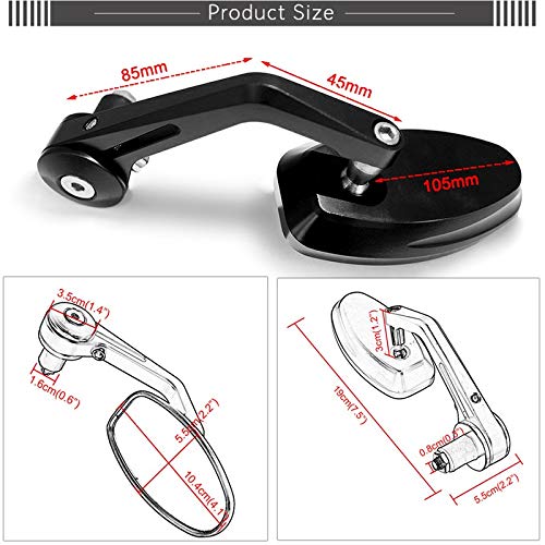 Moto Espejos Laterales Y Accesorios Universal 22mm Extremo De La Barra Elipse Espejos Retrovisores Moto Moto De La Motocicleta Scooter Espejo Retrovisor Lateral Ver Espejos Cubierta trasera del espejo
