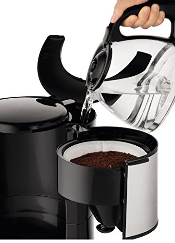 Moulinex FG360811 Cafetera de Filtro, 12 Tazas, función Auto, 1000 W, 45 Decibeles, DAA, INOX y Negro