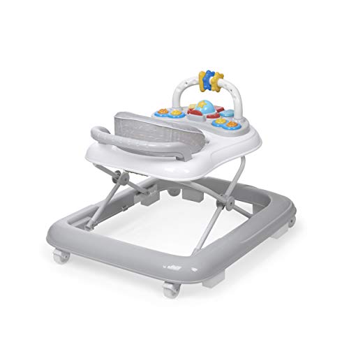 Ms Innovaciones 438 - Andador Bebe Basic - Base Antivuelco - Incluye Bandeja De Sonidos Y Juegos, Unisex, Gris