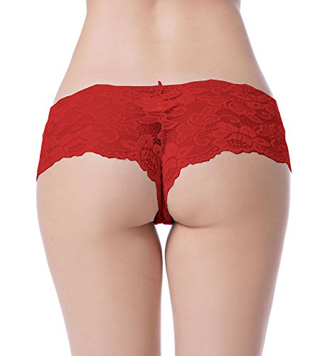 Mujer Brazilian Panty Vino Rojo puntas Unterhose Gogo Flores Tanga Lencería S – XL borgoña L/X-Large