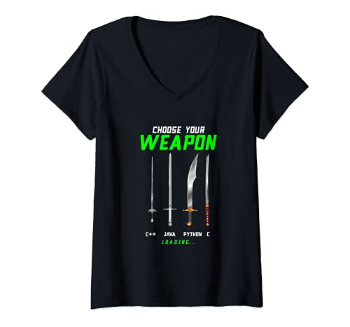Mujer Codificador Código Programador Lenguaje Java Python C C++ Camiseta Cuello V