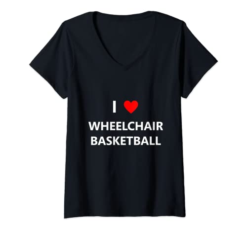 Mujer Silla de ruedas baloncesto deportes aros jugador Camiseta Cuello V