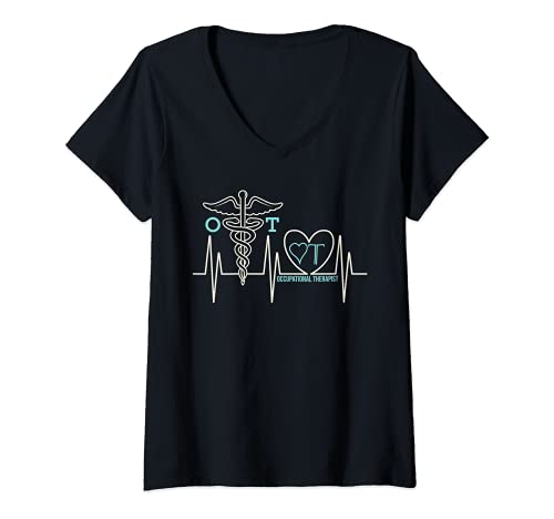 Mujer Terapeuta ocupacional Terapia ocupacional Latidos del corazón OT Camiseta Cuello V