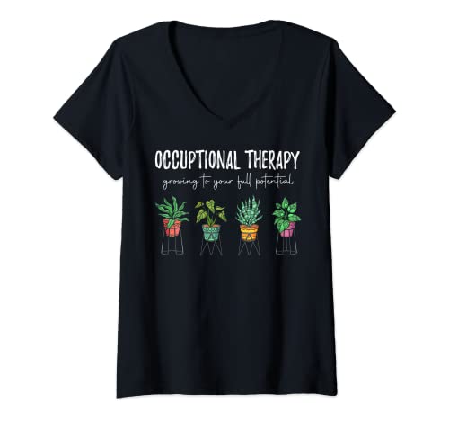 Mujer Terapia Ocupacional, Terapeuta Pediátrico, Mes de OT Camiseta Cuello V