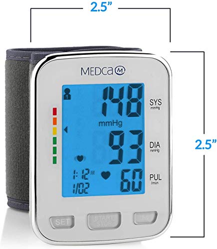 Muñequera de presión arterial - Monitor de presión arterial y banda de máquina automática BP con pantalla LCD grande para lectura rápida y precisa