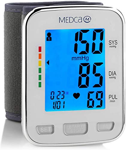 Muñequera de presión arterial - Monitor de presión arterial y banda de máquina automática BP con pantalla LCD grande para lectura rápida y precisa