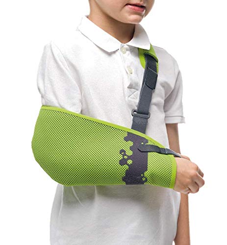 MY PRIM KIDS | Cabestrillo Infantil Cerrado Sling | Inmovilizador de Brazo | Transpirable sin Látex | Bilateral | Color Verde y Gris | Muévete con Libertad (Talla 2: 21-25 cm)