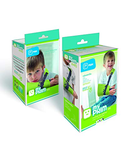 MY PRIM KIDS | Cabestrillo Infantil Cerrado Sling | Inmovilizador de Brazo | Transpirable sin Látex | Bilateral | Color Verde y Gris | Muévete con Libertad (Talla 2: 21-25 cm)