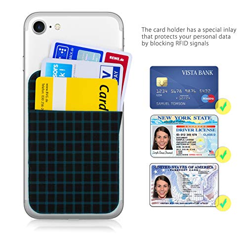 MyGadget Tarjetero Adhesivo para Funda Móvil con Tapa - Porta Tarjetas de Crédito con Bloqueo RFID - Card Holder para Apple iPhone, Samsung, Huawei - Negro