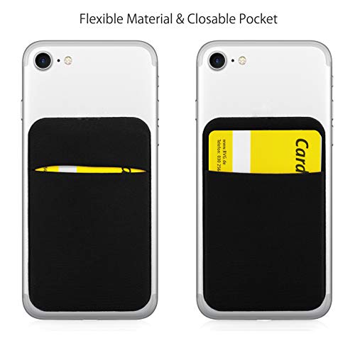 MyGadget Tarjetero Adhesivo para Funda Móvil con Tapa - Porta Tarjetas de Crédito con Bloqueo RFID - Card Holder para Apple iPhone, Samsung, Huawei - Negro