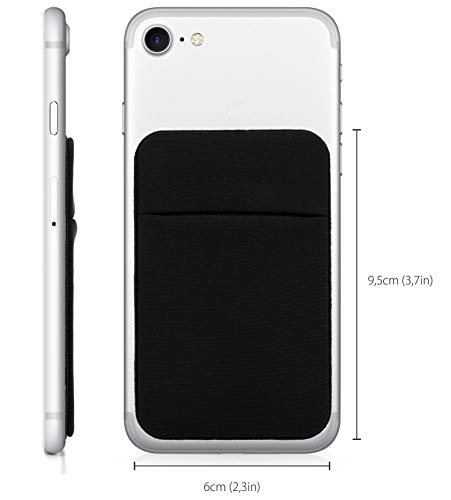 MyGadget Tarjetero Adhesivo para Funda Móvil con Tapa - Porta Tarjetas de Crédito con Bloqueo RFID - Card Holder para Apple iPhone, Samsung, Huawei - Negro