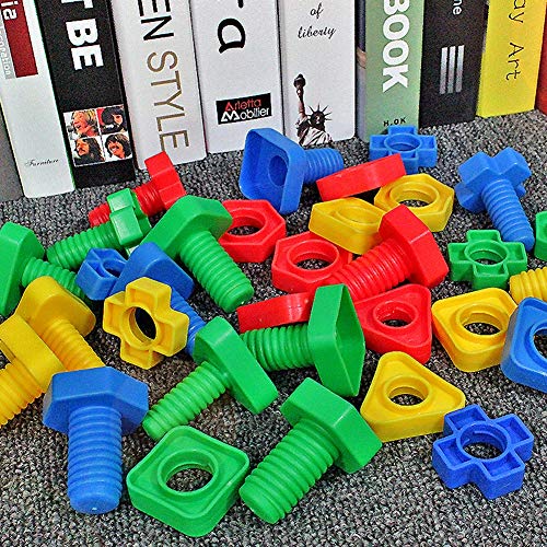 MYRCLMY Jumbo Tuercas Y Tornillos Conjunto Construcción De Edificios Juguetes 40 Pares De Terapia Ocupacional Herramientas De Tornillos Tuerca Juguete Coincidencia De Motricidad Fina